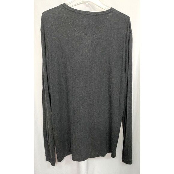 Treasure Bond Mens 2XL 3 Button Long Sleeve Henley Dark Charcoal Heather Tee NEW - Picture 3 of 5